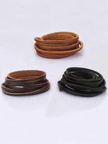 [优质牛皮绳] 耐用、有弹性的 78.74 英寸优质牛皮绳包 - 适用于 DIY 珠宝和工艺品，多色（黑色、棕色、铜色） - 非常适合手镯、项链、钥匙扣等 - 包括保养油 - 彩色 - 查看 6