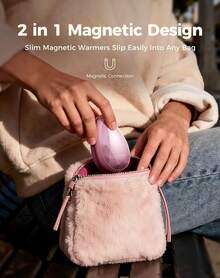 Calentadores de Manos Recargables 2 en 1, Portátil, Elegante y Magnético en Forma de Diamante. Calentador de Bolsillo Reutilizable para Senderismo, Navidad, Regalo Tecnológico 2025 para Mujeres - Morado - Ver 4