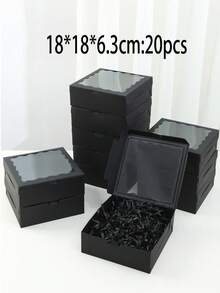 2/5pcs/10PCS/20pcs White/Pink/Black/Brown Gift Box With Transparent Windows - Perfect For Christmas Party Gifts, Wedding Souvenirs And Hand-Written, Sturdy Cartons For Display | Transparent Window Design | Durable Gift Box, Gift Box
