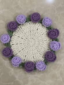 Handgemachte DIY Rose Blumen Tasse Untersetzer, gehäkelter Tassen Untersetzer verwandelt in Blumenstrauß, kreatives Geschenk