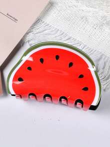 1pc 9cm Watermelon Shaped Hair Clip, Acrylic Fruit Design Hair Claw Clip, Cute & Stylish Bun Holder For Women Elegant Hair Accessories Winter Hair Clutch