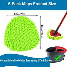 Spin Mop Heads Replacements Compatible With Ocedar Easywring 1 System 6 Pack Microfiber Chenille Mops Pad Refill O Cedar Floor Clean, Washable DryWet Use Dust Mops - 綠色 - 查看 3