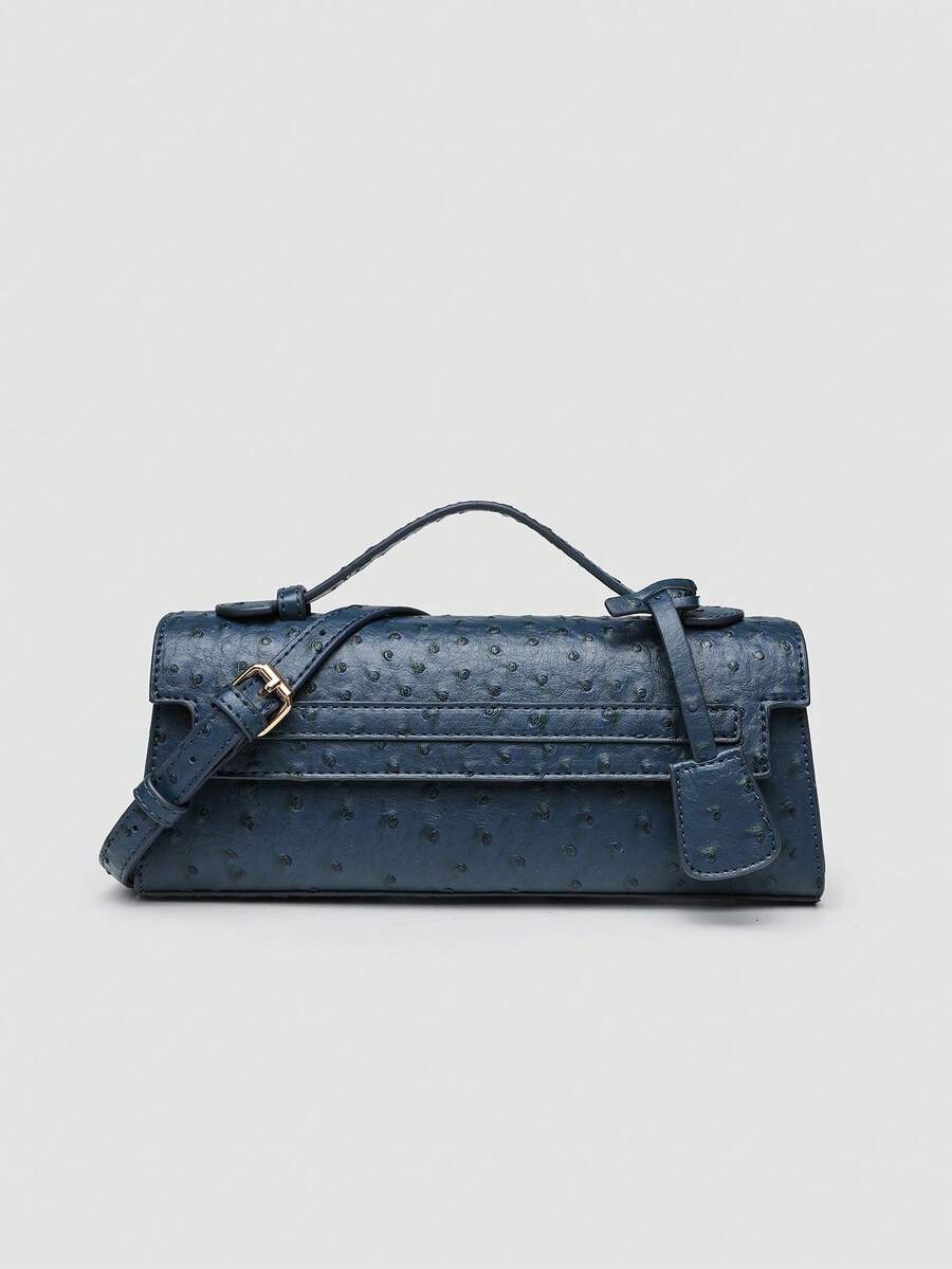1pc Ostrich Pattern PU Handbag, Multifunctional Shoulder Bag & Crossbody Bag For Women, Suitable For Daily Fashion Matching And Outings, Ideal Choice For Valentine's Day, Comfortable And Fashionable, Stylish Handbag, Personalized Gift Choice, 2025 Accessory, Fashionable Style Suitable For All Occasions, Affordable Luxury Feel, Rebellious Party Bag, Very Suitable For Parties, Weddings, Balls, Dinners/Banquets, Elegant Ladies Bag - 藍色 - 查看 1