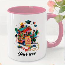 1pc, 11oz, Colorful Customizable Graduation Celebration Coffee Mug & Ceramic Tea Cup, IA Este Nuevo Capitulo!Festive Design With Personalized Text, Graduates, Latino Community On Graduation Day, Hispanic Heritage Month, Birthday - Pink - View 4
