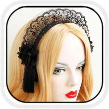 Gothic Lolita Headband Black Halloween Headpieces Red Rose Flower Hair Bands Masquerade Cosplay Party Hair Accessory