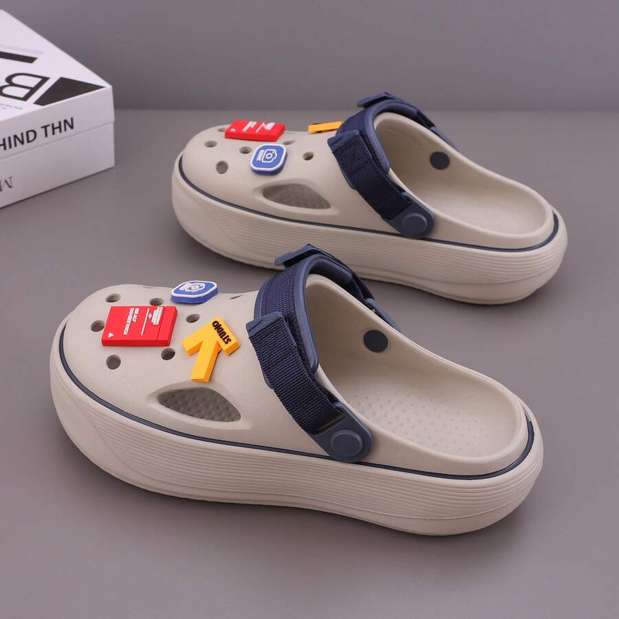 女士软底包头拖鞋，防滑时尚凉鞋，户外沙滩拖鞋 - 灰色 - 查看 1