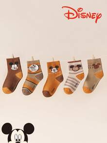 Disney 10/5 Authentic Mickey Mouse Family Children's Socks, Maillard Color Series, New Year's Gift Socks, Boys' Winter Socks, Mickey Cartoon Christmas New Year Animation Socks, Boys' Socks, Indoor Floor Socks, Creative Gift Socks, Socks For Children