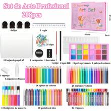 Set de Arte para Niñas 208 Pcs, Kit de Dibujo Colores Profesional con Caballete de Doble Faceta, Plumones, Pinturas, Aquarelas, Crayolas y Lapices de Colores, Regalo para Niñas Niños 6 8 9 10 Años (Rosa) - 1 - Ver 4