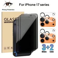 3pcs Scratch-Resistant Glass Screen Protector For IPhone 12 13 14 15 16 17 Pro/Pro Max/Air, Full Coverage, Anti-Spy Technology, Durable And Scratch-Resistant, With 2 Transparent Camera Lens Glasses, 5-In-1 Protection Set! - 彩色 - 查看 2