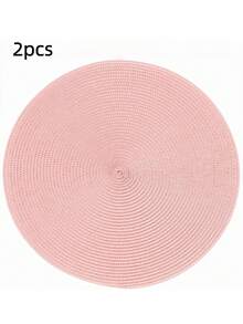 4pcs/6pcs Set 15-Inch Woven Round Placemats, Washable Non-Slip Table Mats Suitable For Family Gatherings, Weddings, Parties (Pink) - Pink - View 14