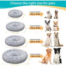 Calming Donut Fluffy Anti-Anxiety Round Washable Cute Plush Cozy Cuddler Warming Soft Comfort Pet Bed For Small To Medium Dogs And Cats, 20-Inch, Light Grey & White - Light Grey White - View 5