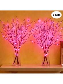 2 Bộ Đèn Dây LED Hình Cành Cây Bạch Dương Thanh Lịch - Sử dụng pin, Có các tùy chọn màu Tím/Trắng ấm/Hồng/Xanh dương, 20 bóng đèn LED, Thích hợp trang trí nhà cửa, phòng ngủ, đám cưới, Giáng sinh, ngày lễ. - 2 đèn cành màu nâu - Xem 3