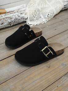 Women's Thermal-Lined Slip-On Round Toe Flat Slippers, House Shoes