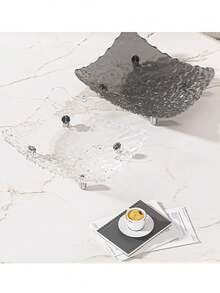 1pc Transparent Or Gray Luxury Fruit Plate, High-End Elegant Fruit Tray For Home Living Room Coffee Table, Hotel Front Desk, Dried Fruit, Candy, Nuts Snack Plate