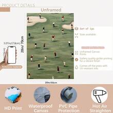 1 件复古高尔夫球场墙壁艺术 - 极简主义绿色抽象帆布印刷，无框，适合客厅、卧室或办公室装饰，是送给高尔夫爱好者的完美礼物，高尔夫装饰 - 彩色 - 查看 18