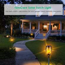 Solar Lantern Outdoor Flame Light LED Taller And Larger Flickering Flame Solar Flashlight IP65 Waterproof Outdoor Lighting Solar Aisle Light Christmas Decoration Garden Yard, 8/16 Pack - Burnt Orange - View 4