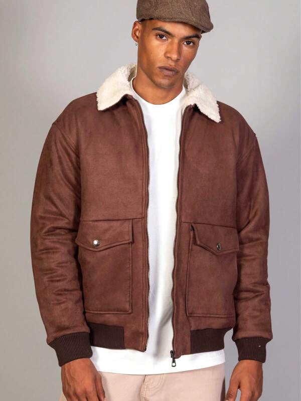 Herren Hochwertige Spezialtextil Herbst/Winter Mode Regeljacke mit Fellkragen