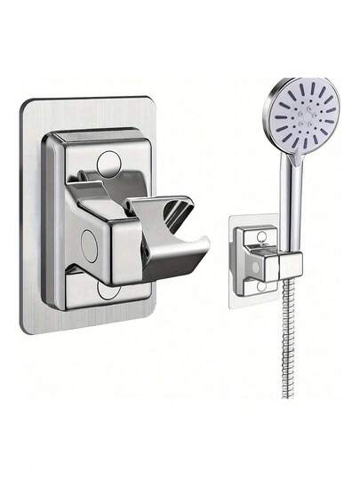 Soporte ajustable para cabezal de ducha, estante de baño montado en la pared, soporte universal para cabezal de ducha, base fija extraíble, soporte para ducha impermeable y a prueba de humedad para baño de autocaravana, hotel, sin necesidad de taladrar, colgador de ducha de mano, organizador de almacenamiento de baño, herramientas de baño, accesorios de baño