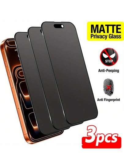 ZYONS 3pcs Matte Privacy Screen Protector Compatible With IPhone 13 14 15 16 17 Promax Pro 16 Plus 16e 17Air Tempered Glass Screen Protector Anti Fingerprint Bubble Free Scratch Resistant Phone Case Phonecase Christmas Phone Case Phone Case Aesthetic Phone Cases, Antifingerprint Cover