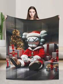 Kawss Kawaii Kaw  Blanket Flannel Blanket, Super Comfortable Winter Warm Blanket Summer Air Conditioning Blanket, Soft And Light Bed Sofa Decoration, Not Easy To Shed, Machine Washable - 黑色 - 查看 1