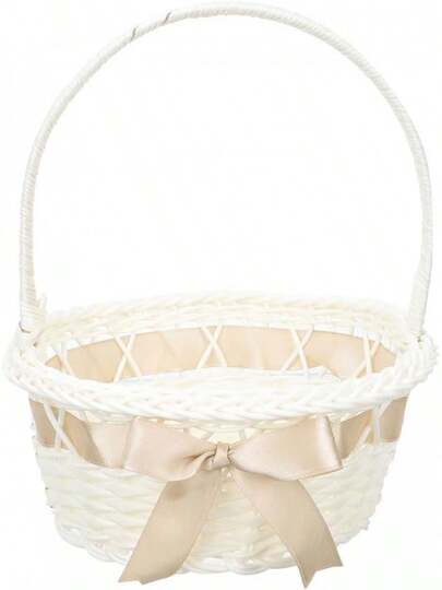 Cesta De Almacenamiento Cestas De Almacenamiento Cesto Canasta De NiñA De Las Flores Cesta Tejida Con Asa Cesta Del Favor De La Despedida De Soltera Rota Mimbre Reutilizable