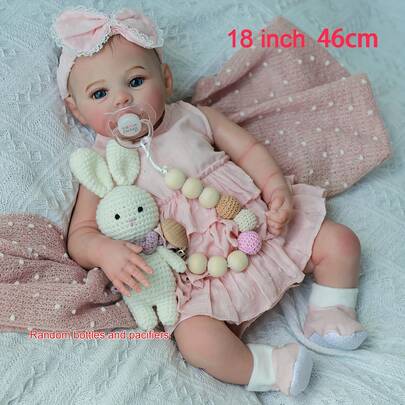 Muñeca de bebé renacida realista de 46 cm, cabello pintado a mano - textura beige claro realista, cuerpo suave, artesanía exquisita - caras reales hechas a mano, extremidades que pueden balancearse a voluntad en diversas posturas, personajes y colecciones de pareja ideal, ideal para juegos imaginativos y coleccionistas