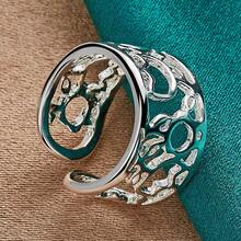 Anillo redondo hueco plateado en plata de ley 925 para mujeres, joyería de moda para boda, compromiso y fiesta - Plateado - Ver 3
