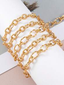 1m Catena ovale a forma di O in acciaio inossidabile con rilievo, adatta per la realizzazione fai-da-te di bracciali, collane e gioielli