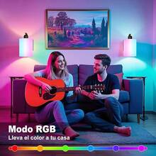 Juego de 2 Lámparas de Pared Inalámbricas Con Foco Recargables, Luces LED y RGB con Control Remoto, Apliques de Pared de Tela, iluminación para Recámara, Sala de Estar, Pasillo(plateado) - Negro - Ver 3