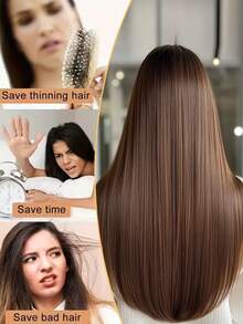 Tóc giả tổng hợp không kẹp, tóc nối thẳng màu đen vàng, tóc nối một mảnh, tóc giả - Nhiều màu - Xem 7