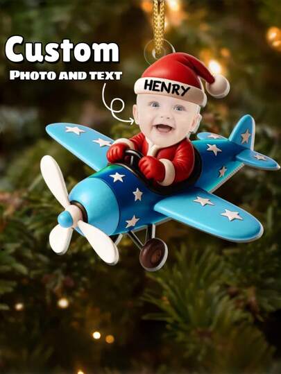 1pc Custom Christmas Acrylic Ornament, Personalized With Your Photo Or Text Design, Crafted From High-Quality Clear Acrylic, Durable And Easy To Hang, Perfect For Holiday Tree Decoration, Home Display, Or Gift Exchange, Great Gift For Family And Friends