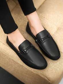 2025秋季男士轻便便士乐福鞋，休闲百搭高端真皮正装鞋，商务正式莫卡辛鞋，建议买小一码 - 黑色 - 查看 1