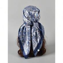 1pc Paisley Pattern Bandana Women Head Scarf Fashion Head Scarf Bandana,Hair Band,Head Band Ideal For Dressing Up Your Look - 藏蓝色 - 查看 1