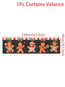 1 件圣诞装饰窗帘，带杆袋，图案包括圣诞树、雪人、雪花和姜饼人，适用于卧室、客厅、餐厅、厨房装饰，也可用作圣诞装饰品、圣诞派对用品、圣诞房间装饰、平安夜装饰、圣诞装饰、圣诞快乐横幅装饰、圣诞节装饰以及 2026 新年装饰。