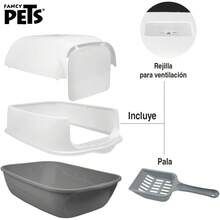 Fancy Pets Arenero Gris Cubierto para Gatos con Filtro de Carbón y Pala, 33x35x50 - rosa - Ver 2