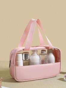 Transparent PVC Toiletry Bag,Large Capacity Makeup Bag, Multi-Functional PVC Toiletry Bag,Waterproof Travel Organizer Bag ,Travel Essential,Holiday Essentials For Winter And Fall For Vacation,For Cosmetics, Skincare, Makeup Brushes, Perfume, Suitable For Beach, School, Bathroom, Holidays, Mother's Day, Christmas, Gift For Mom Wash Bag For Travel For Bathroom For Women