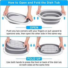 Collapsible BBQ Prep Tub With Lid 7.5L Bottle Wash Basin With Drain Plug Chopping Board Colander For Kitchen Portable Camping Sink Dish Basin Folding Dish Pan Storage Basket Picnic BBQ Accessories - Xám - Xem 9