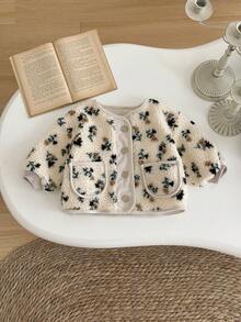 女婴碎花印花加厚保暖内衬外套，冬季