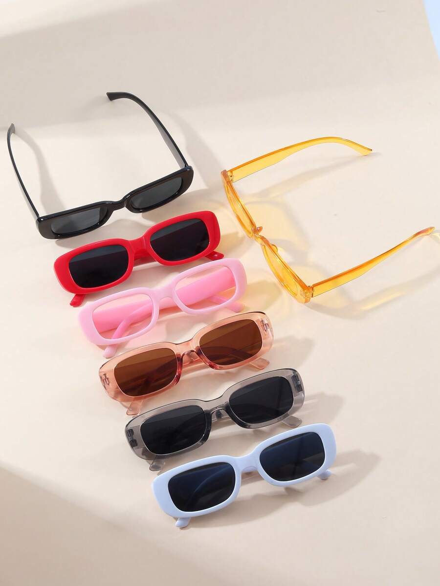 Juego de 7 gafas de moda cuadradas unisex, nuevos diseños para la Semana de la Moda Internacional, que muestran un estilo y personalidad únicos, adecuadas para la vida diaria, al aire libre, vacaciones, conducir, viajar, fiestas, playa, todas las estaciones
