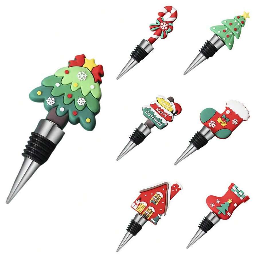 Festive Crystal Christmas Wine Stoppers, Set Of Reusable Bottle Stoppers To Seal And Decorate, Elegant Holiday Party & Bar Accessories For Gift Giving - Màu sắc ngẫu nhiên - Xem 1