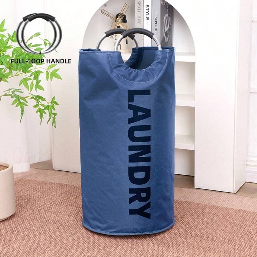 MOFOROCO Large Laundry Basket With Aluminum Full Loop Handle, Foldable Waterproof Laundry Hamper, For Storage In Bedroom, Bathroom, College Dorm Storage, Laundry Rooms, Balconies, Dormitories, Closet Organization, Closet Or Laundry Storage - 藏蓝色 - 查看 1