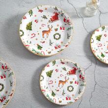 Reindeer Christmas Disposable Tableware Set, 7/9 Inch Disposable Christmas Party Paper Plates, Disposable Paper Cups, Plates, Napkins, Suitable For 10/24 Guests, Suitable For Holiday Celebrations, Christmas Decorations, Especially Suitable For Christmas Events And Party Supplies. - Multicolor - View 4