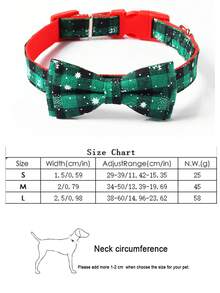 Christmas Pet Collar, Bowknot Dog Collar, Christmas Snowflake Print Cat Collar