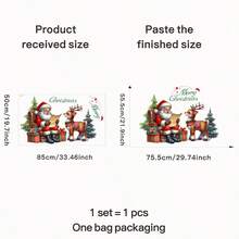 Adorable pegatina de pared de Papá Noel y renos - Calcomanía de PVC extraíble para sala de estar, comedor, entrada, dormitorio - Decoración navideña clásica con "Feliz Navidad" y adornos navideños, decoraciones navideñas, pegatina de ventana navideña extraíble, colgante de ventana navideño, decorativo/adhesivo/pegatina de pared para pared/dormitorio, decoración de pared para el hogar, tatuaje de pared autoadhesivo grande