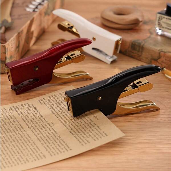 1 pezzo Cucitrice portatile in metallo, Accessori multifunzionali per rilegatura di documenti, Cancelleria per ufficio e scuola, Strumento di rilegatura