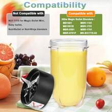 Juego de cuchilla cruzada de repuesto + vaso de 16 onzas para piezas de repuesto compatibles con la licuadora Magic Bullet MB1001 de 250 W - 1 cuchilla 1 taza - Ver 4
