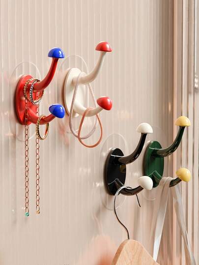 4 pezzi Ganci da parete a forma di fungo carini, ganci da bagno per la dopamina, ganci adesivi potenti senza foratura, ganci appendiabiti senza danni