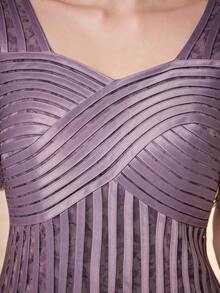 Mgiacy,New Arrival,Square Collar, Short Lantern Sleeves, Printed Mesh, Drawstring, Large Hem, High-End Evening Dress,Party Dress,Wedding Guest Dress, Evening Dress - Dusty Pink - View 6