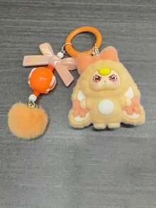 男女通用成人可爱大耳朵3D钥匙扣，迷你时尚多功能植绒外层实心塑料内层钥匙圈，可爱卡通包包/杯子/汽车挂件，日常/节日/生日礼物配饰