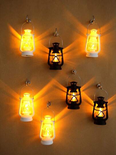 1/5/10 piezas Mini lámpara de queroseno negra y blanca con gancho, luz nocturna linda y compacta, regalo elegante, iluminación cálida y acogedora para decoración de habitaciones, mesa de cocina/comedor, fiesta, cumpleaños, escritorio, amigos y familia